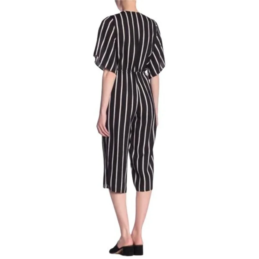 VINTAGE HAVANA Women's Small Jumpsuit Striped Wide Leg Tie Front Made in USA